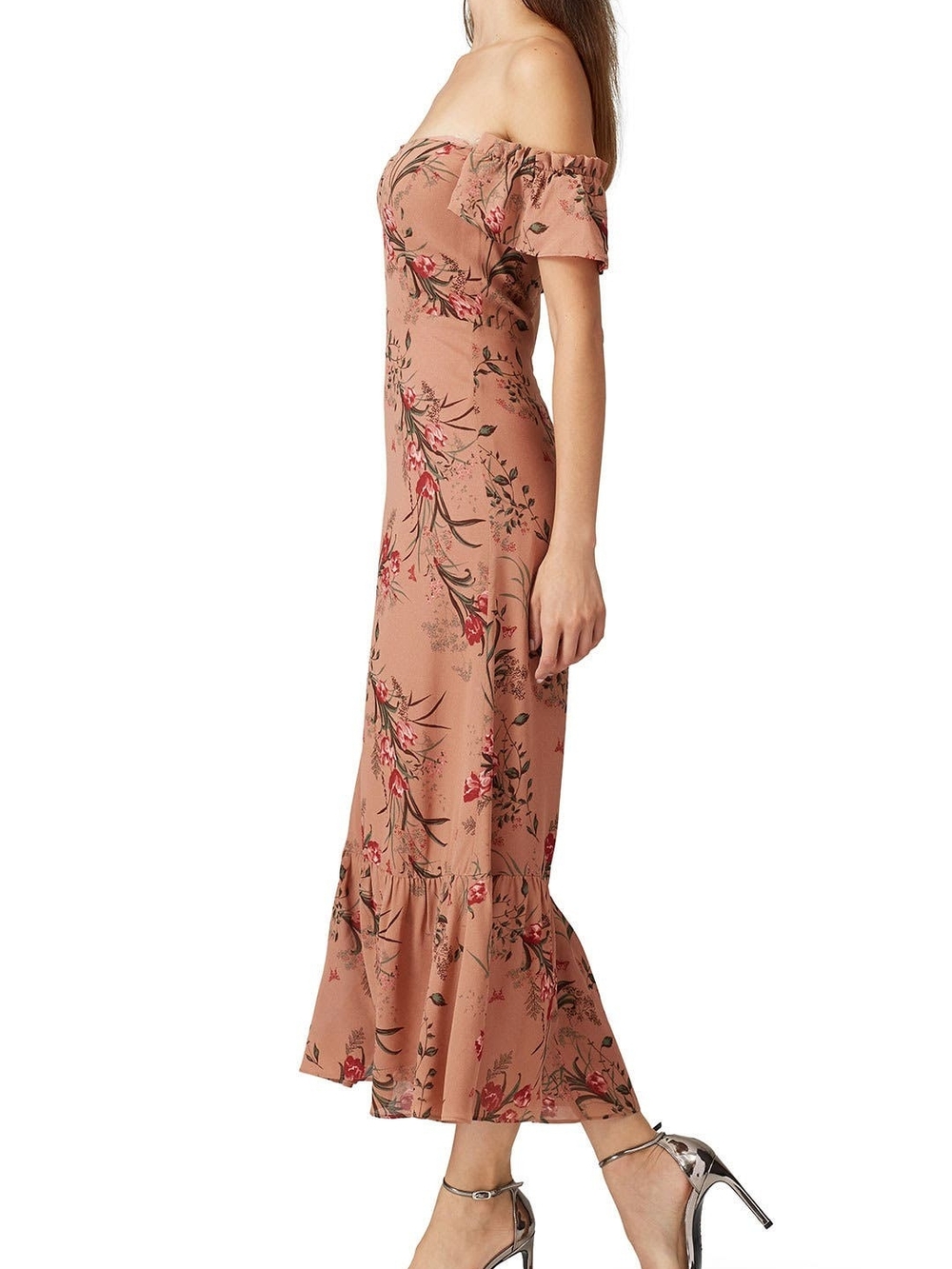 Reformation Blush Floral Maxi Dress with Flutter Sleeves